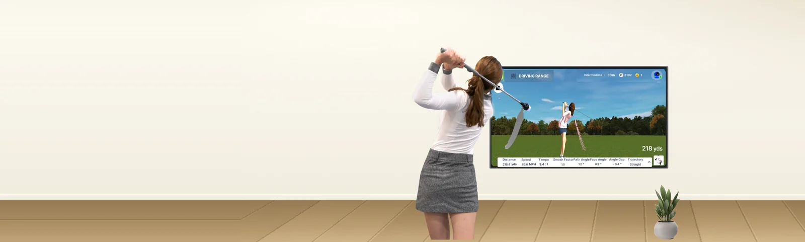 The same swing, corrected: straight and longer